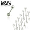 100 PCS OF 316L SURGICAL STEEL SINGLE GEM TONGUE BARBELL PACKAGE 5MM