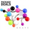 100 PCS OF 316L SURGICAL STEEL BELLY RING WITH PLAIN UV SOLID COLOR ACRYLIC BALL