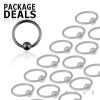 100pcs of 16GA Black IP over 316L Surgical Steel Captive Bead Ring Package
