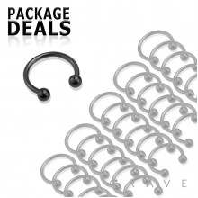 100PCS OF BLACK IP OVER 316L SURGICAL STEEL HORSESHOE PACKAGE