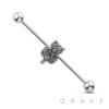 HEART CZ CENTER CUTE OWL 316L SURGICAL STEEL INDUSTRIAL BARBELL