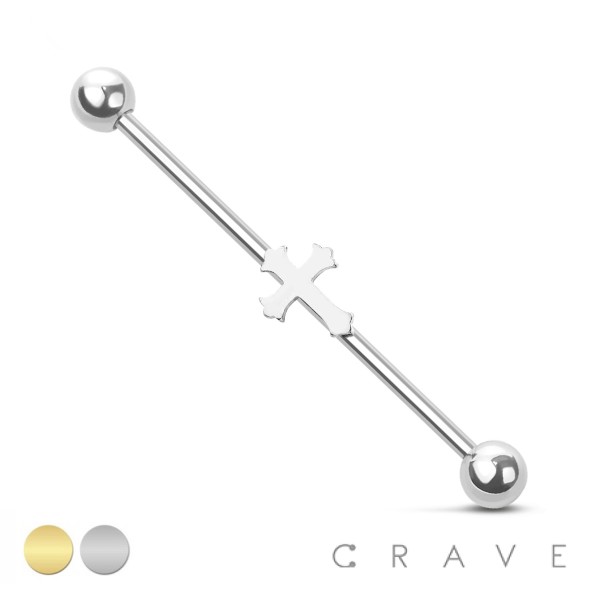 GOTHIC CROSS 316L SURGICAL STEEL INDUSTRIAL BARBELL