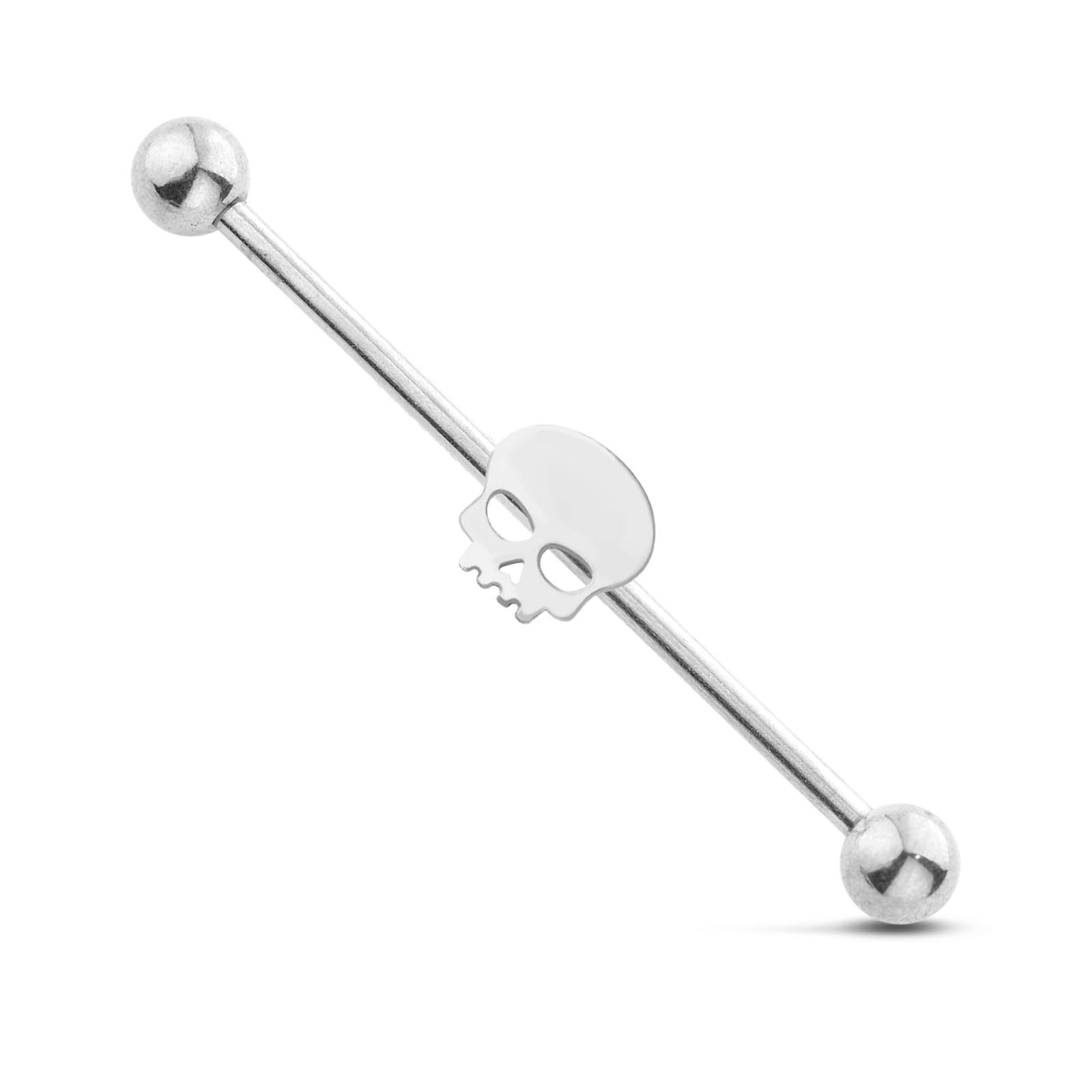 SKULL 316L SURGICAL STEEL INDUSTRIAL BARBELL