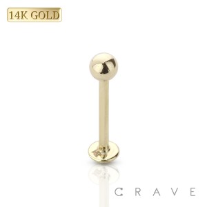 14Kt Gold PLAIN BALL LABRET SET