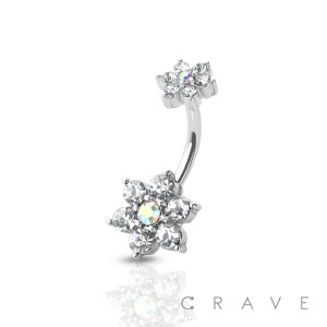 TURQUOISE BURST 316L SURGICAL STEEL NAVEL RING