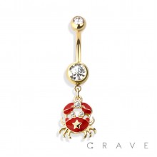 CRAB 316L SURGICAL STEEL DANGLE NAVEL RING (SUMMER)(ANIMAL)
