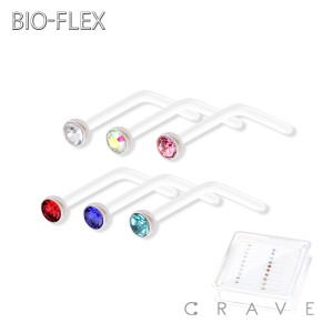 20PC OF BIO-FLEX MIXED COLOR ROUND CZ L-SHAPE