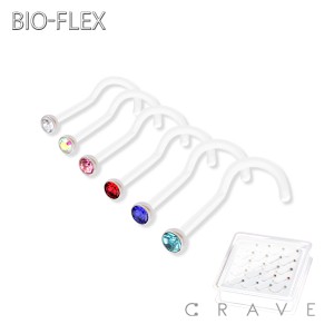 20PCS OF BIO-FLEX 2MM ROUND MIX COLOR CZ NOSE SCREW PACKAGE
