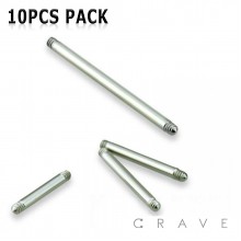 10PCS OF 316L SURGICAL STEEL EXTERNALLY THREADED REPLACEMENT BARBELL BAR PACKAGE