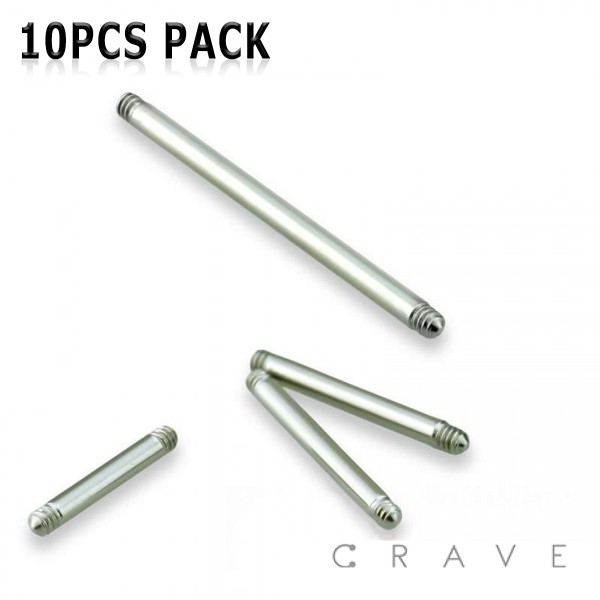 10PCS OF 316L SURGICAL STEEL EXTERNALLY THREADED REPLACEMENT BARBELL BAR PACKAGE