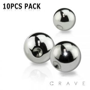 10PCS OF 316L SURGICAL STEEL PLAIN CAPTIVE DIMPLED BALLS PACKAGE