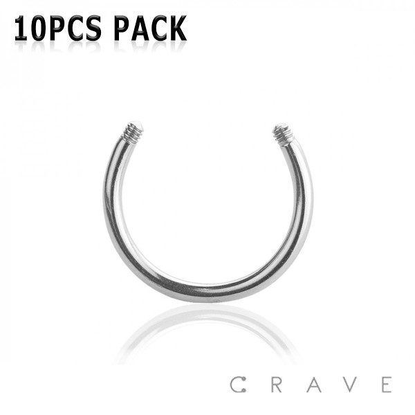 10PCS OF 316L SURGICAL STEEL EXTERNALLY THREADED REPLACEMENT HORSESHOE PACKAGE