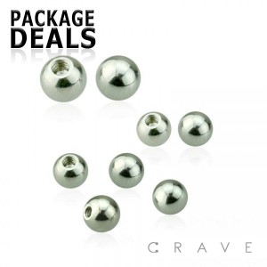 10PCS OF 316L SURGICAL STEEL BASIC PLAIN THREADED BALLS PACKAGE