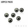 10PCS OF BLACK PLATED OVER 316L SURGICAL STEEL BASIC PLAIN THREADED BALLS PACKAGE