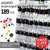 189PCS OF ASSORTED ACRYLIC BALL 316L SURGICAL STEEL BARBELL AND TONGUE RING PANEL