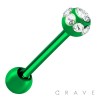 PVD PLATED 316L SURGICAL STEEL BARBELL WITH 7 STONES MULTI GEM BALLS