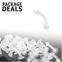 50PCS PACKAGE OF CLEAR BIOFLEX SILICONE CURVED RETAINERS