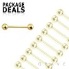 100 PCS OF GOLD PVD PLATED OVER 316L SURGICAL STEEL TONGUE BARBELL PACKAGE