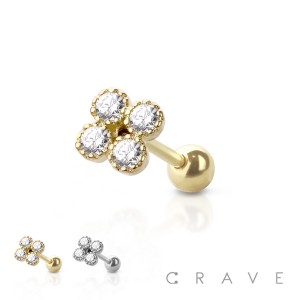 316L SURGICAL STEEL MULTI CLUSTER GEM PAVED CARTILAGE