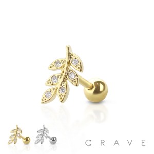 LEAF TOP 316L SURGICAL STEEL BAR CARTILAGE