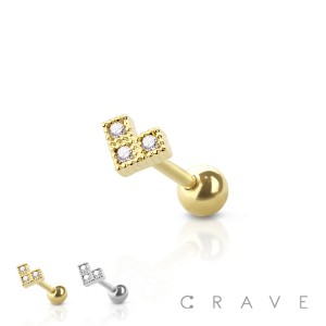 CZ MOTIF TOP 316L SURGICAL STEEL BAR CARTILAGE