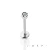 316L SURGICAL STEEL LABRET WITH SOLITAIRE CIRCLE