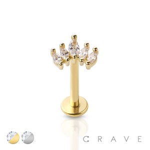 316L SURGICAL STEEL WITH SKY FALL MARQUISE GEM LABRET