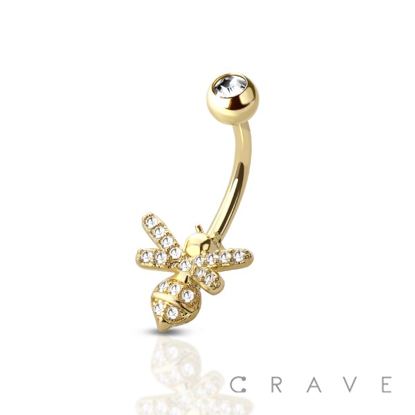 CZ PAVED BEE 316L SURGICAL STEEL NAVEL RING