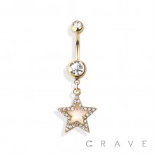 OPAL STAR 316L SURGICAL STEEL DANGLE NAVEL RING