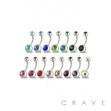 8MM LENGTH BASIC 316L SURGICAL STEEL DOUBLE GEM NAVEL RING (5MM X 8MM)