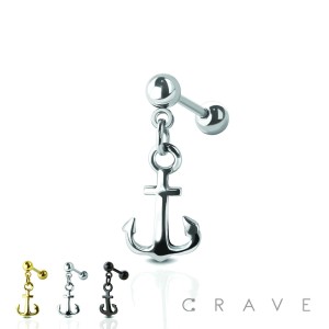 ANCHOR DANGLE SURGICAL STEEL CARTILAGE BARBELL