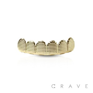 DOTTED TEXTURE 6 TEETH MOUTH TOP & BOTTOM HIP HOP BLING GRILLZ