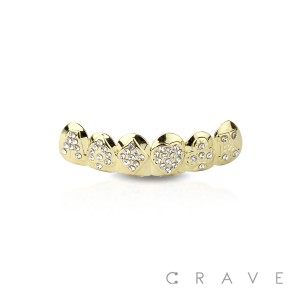 POKER CARD GOLD PLATED 6 TEETH MOUTH TOP HIP HOP BLING GRILLZ