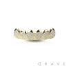 ROUND GEM PAVED GOLD PLATED 6 TEETH MOUTH TOP HIP HOP BLING GRILLZ