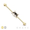 SMALL BLACK CAT 316L SURGICAL STEEL INDUSTRIAL BARBELL