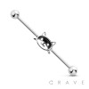 SMALL BLACK CAT 316L SURGICAL STEEL INDUSTRIAL BARBELL