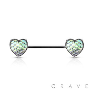 MERMAID HEART ENDS 316L SURGICAL STEEL NIPPLE BAR