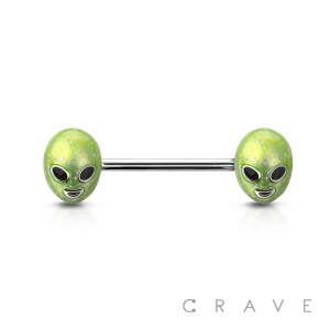 ALIEN FACE ENDS 316L SURGICAL STEEL NIPPLE BAR