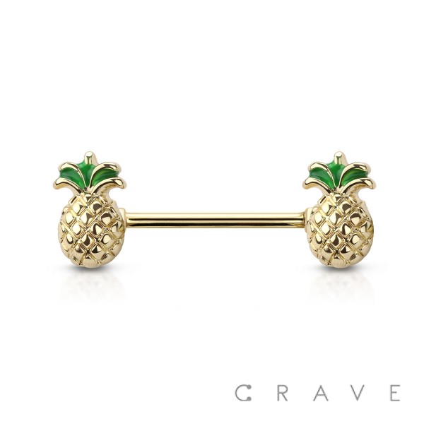 PINEAPPLE ENDS 316L SURGICAL STEEL NIPPLE BAR