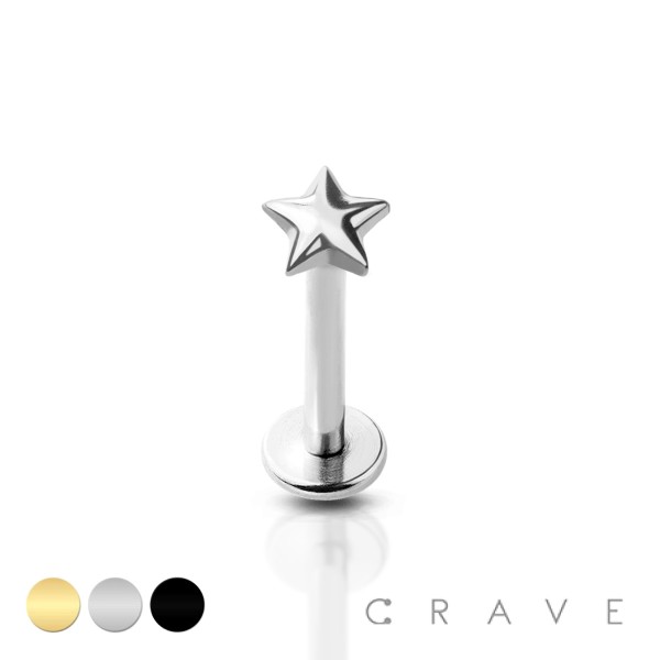 INTERNALLY THREADED 3D STAR TOP 316L SURGICAL STEEL LABRET