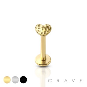 INTERNALLY THREADED HAMMERED HEART TOP 316L SURGICAL STEEL LABRET