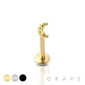 INTERNALLY THREADED HAMMERED MOON TOP 316L SURGICAL STEEL LABRET