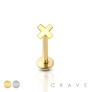 INTERNALLY THREADED "X" TOP 316L SURGICAL STEEL LABRET