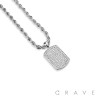 GEM PAVED TAG HIP HOP BLING ALLOY PENDANT WITH CHAIN