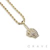 GEM PAVED MIDDLE FINGER HIP HOP BLING ALLOY PENDANT WITH CHAIN