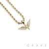 GEM PAVED GUARDIAN ANGEL HIP HOP BLING ALLOY PENDANT WITH CHAIN