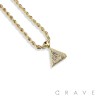 GEM PAVED PYRAMID HIP HOP BLING ALLOY PENDANT WITH CHAIN