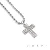 GEM PAVED CROSS HIP HOP BLING ALLOY PENDANT WITH CHAIN