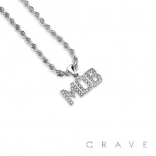 GEM PAVED "MOB" HIP HOP BLING ALLOY PENDANT WITH CHAIN