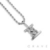 GEM PAVED CROSS WITH JESUS HIP HOP BLING ALLOY PENDANT WITH CHAIN